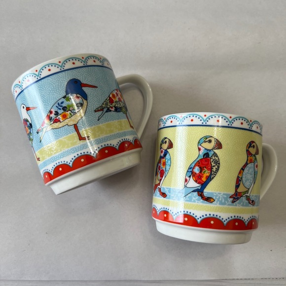 Queens by Churchill Mugs Caravan Trail Oyster Catcher Puffin Fine China Set‎ - Picture 1 of 5